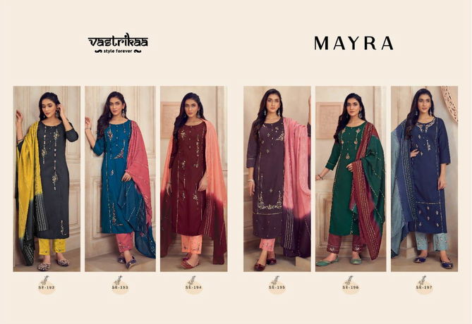  Mayra 1 Fancy Festive Wear Chinon Silk Readymade Suit Collection